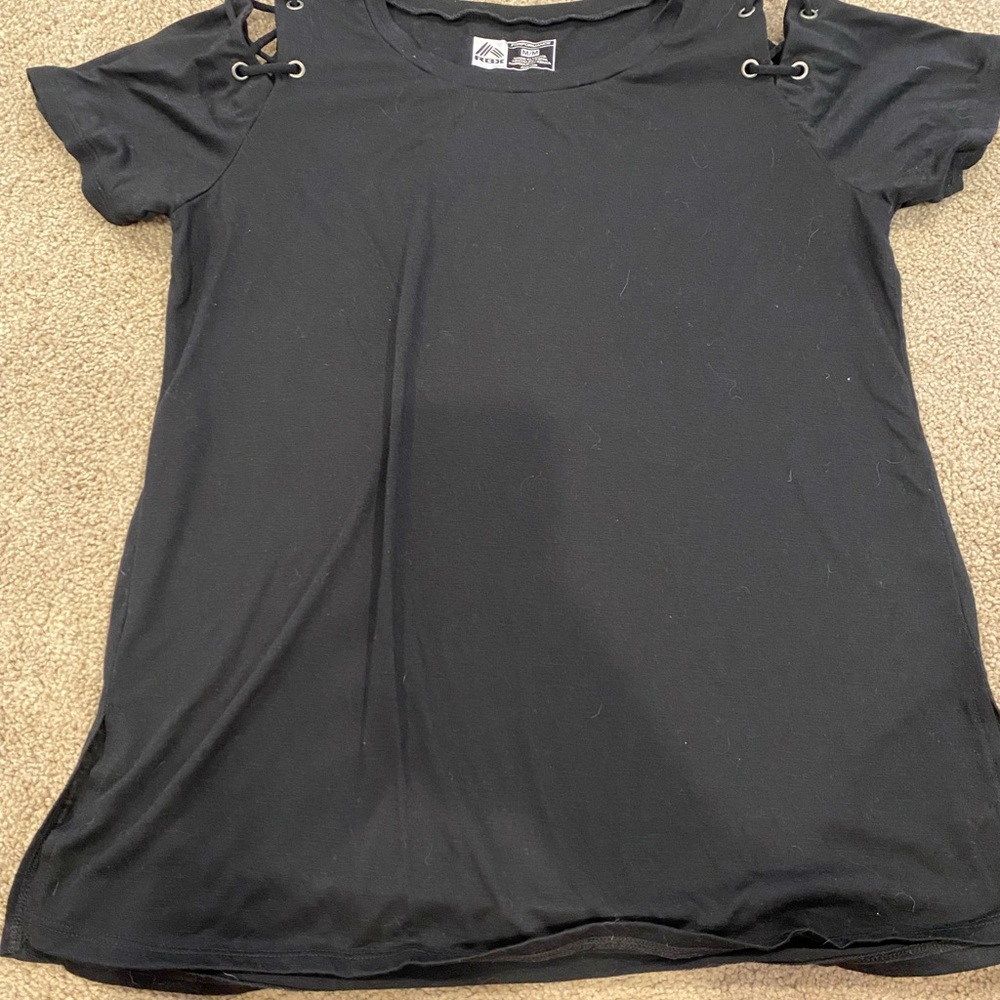 Rbx cold shoulder black shirt